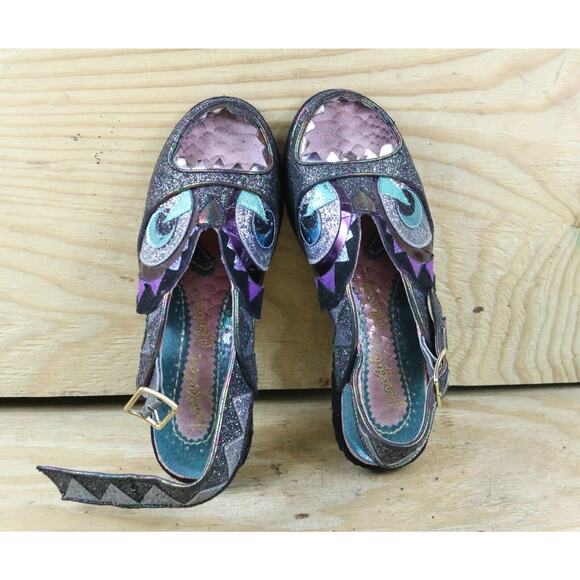 Irregular Choice Disney Shoes Womens 40 Lilo and Stitch Glitter Sandals Buckle - Picture 5 of 8